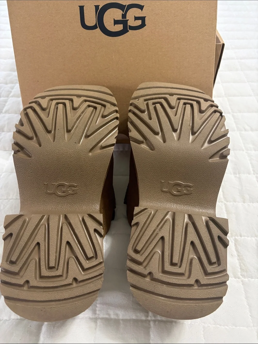 UGG Chestnut Suede Platform Slide Mules